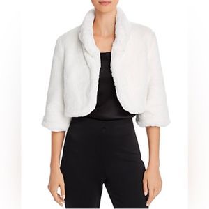 Laundry by Shelli Segal Coat Allover Faux-Fur Lined Ivory Medium